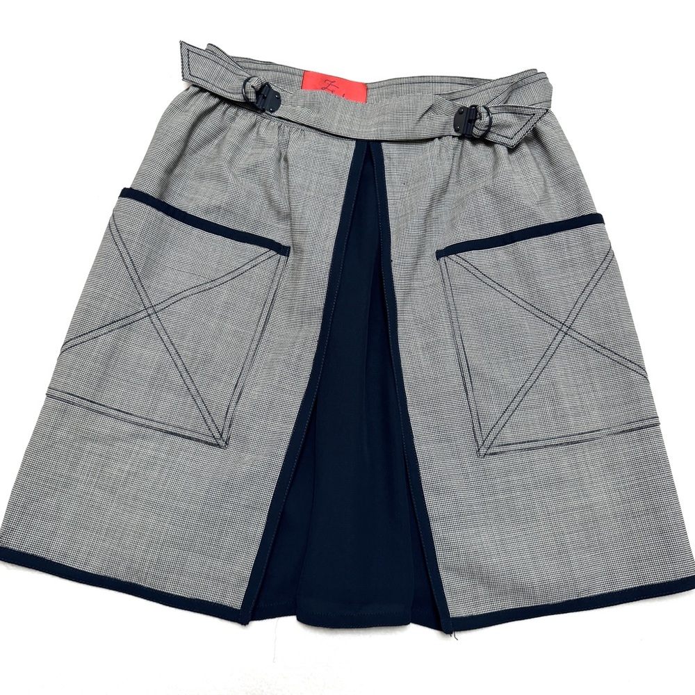 ZAC POSEN Z Spoke sz 6 Wool Stretch Wrap Skirt Pockets Tabs Belt